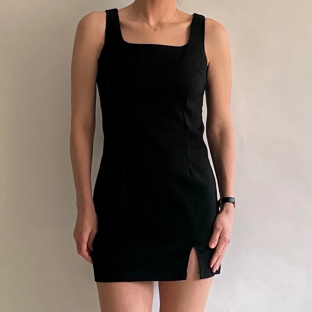 90's Vintage Square Neck Front Slit Mini - Picture 5 of 5